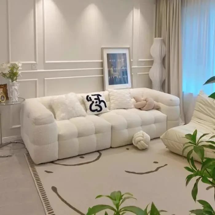 Canapé modulaire en tissu doux à rangées droites