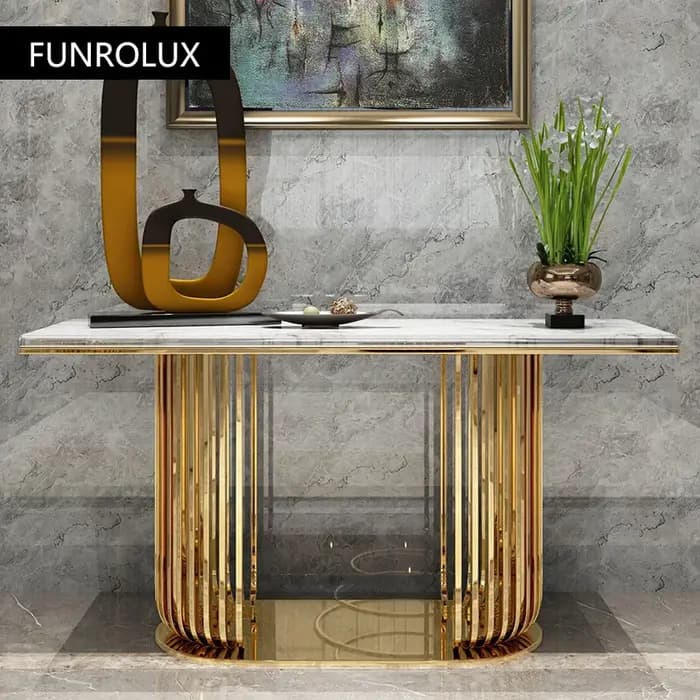 Tables consoles modernes en titane et acier inoxydable