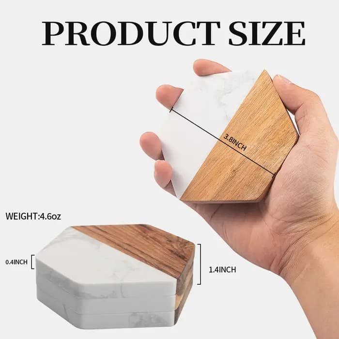 Tapis de tasse à thé Hexagonal en marbre et bois d'acacia, décor de Table de Bar à café créatif isol