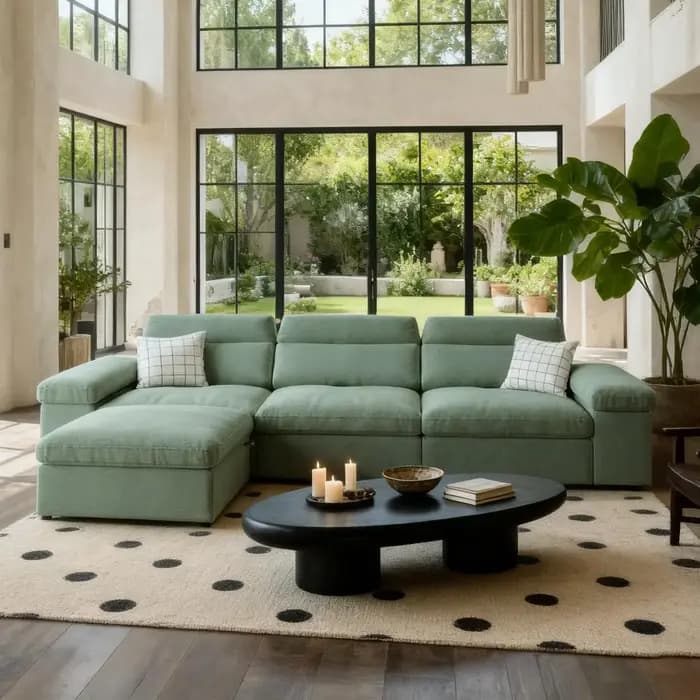 Canapé modulaire en forme de L de 114,2 pouces, grand canapé sectionnel avec ottoman de rangement et