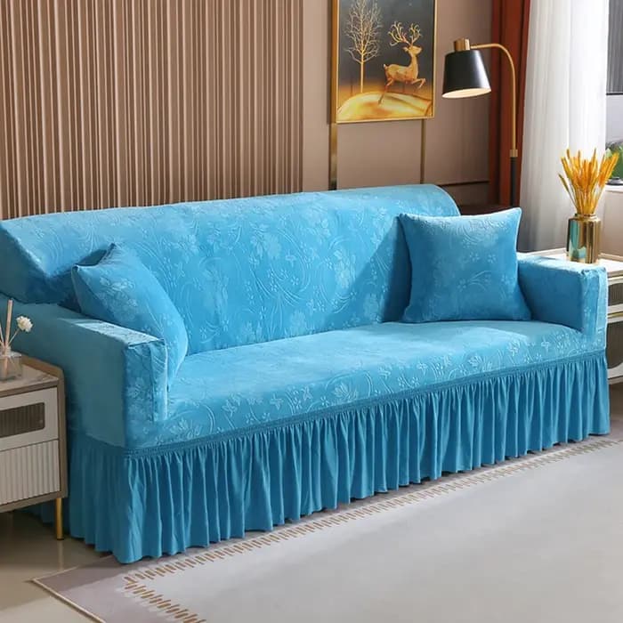 Housse de canapé élégante et extensible avec jupe pour 1/2/3/4 places