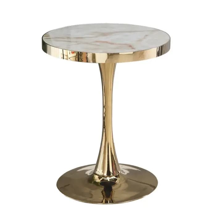 Table d'appoint moderne avec plateau en marbre, design tendance, table basse blanche, table à cadre