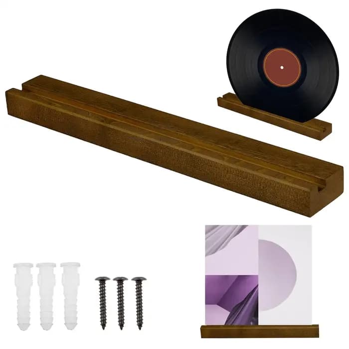 Support mural pour disques vinyles en bois