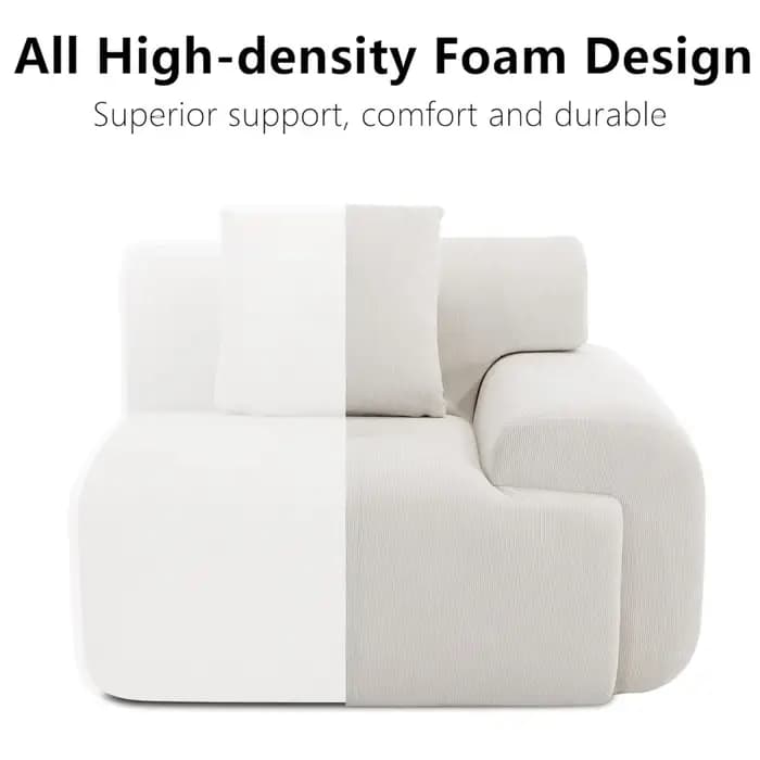 Canapé modulaire sans structure avec ottoman, canapé nuage en velours côtelé de 122 pouces pour salo