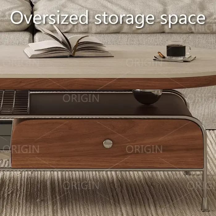 Nouvelle Table Basse Ovale 2026 avec Rangement