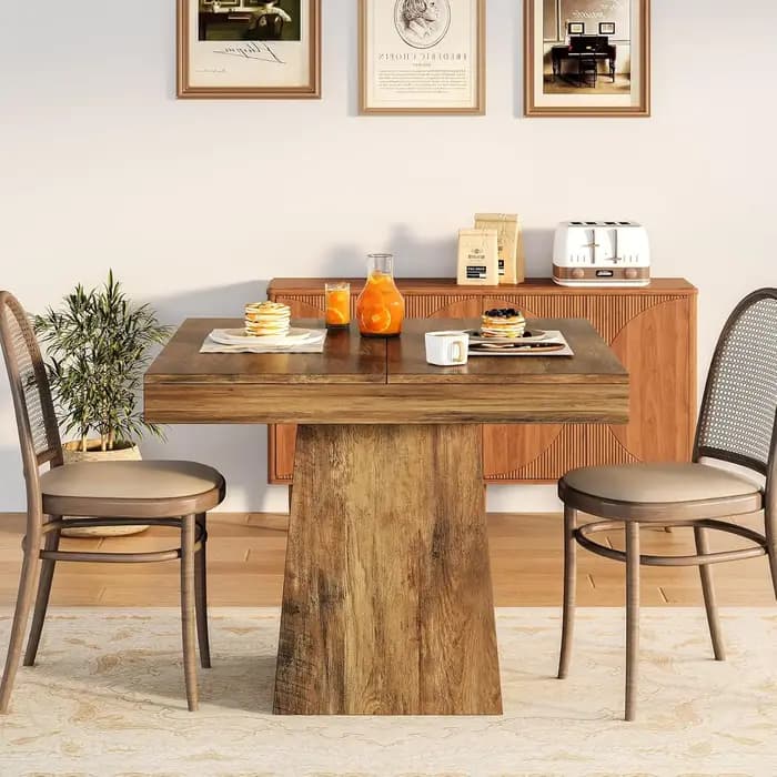 Tribesigns-Table à manger carrée avec socle piédestal robuste