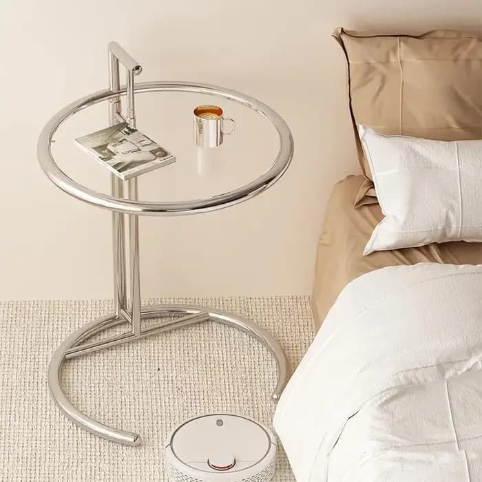 Petite table basse relevable en acier inoxydable