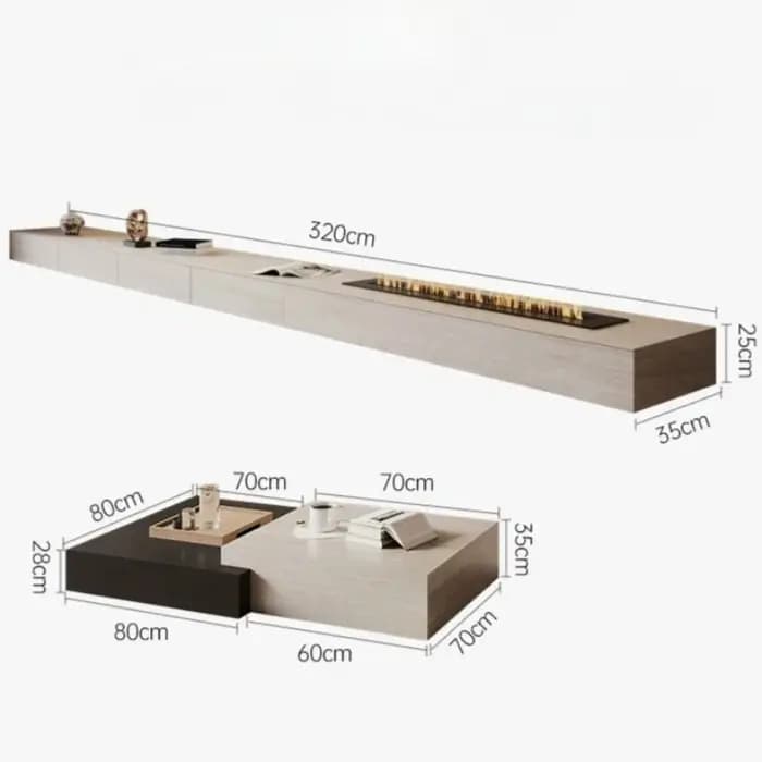 Meuble TV de luxe avec foyer intégré