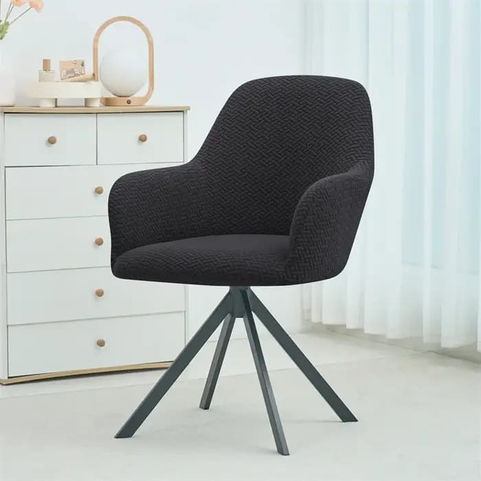 Housse de chaise en molleton jacquard avec accoudoirs, dossier incurvé, housses de chaise de salle à