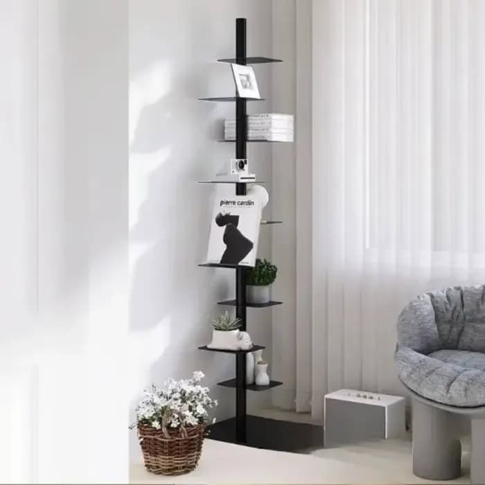 Bibliothèques créatives à 9 niveaux, bibliothèque rotative en spirale Invisible en fer, présentoir d