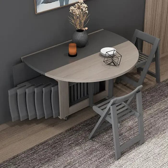 Table à manger ronde multifonctionnelle avec 4 chaises, meubles pliants, yemek masasi, mode