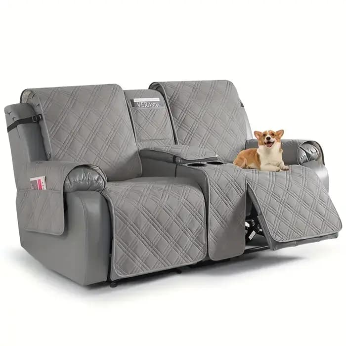 Housse de fauteuil inclinable 2 places avec poche latérale