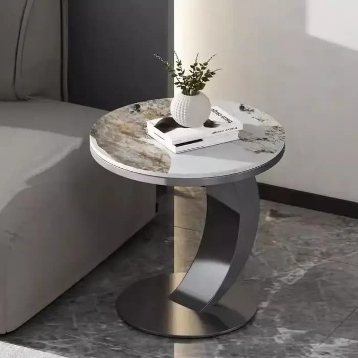 Table basse d'appoint ronde moderne avec plateau, petite table d'angle pour appartement, meubles de