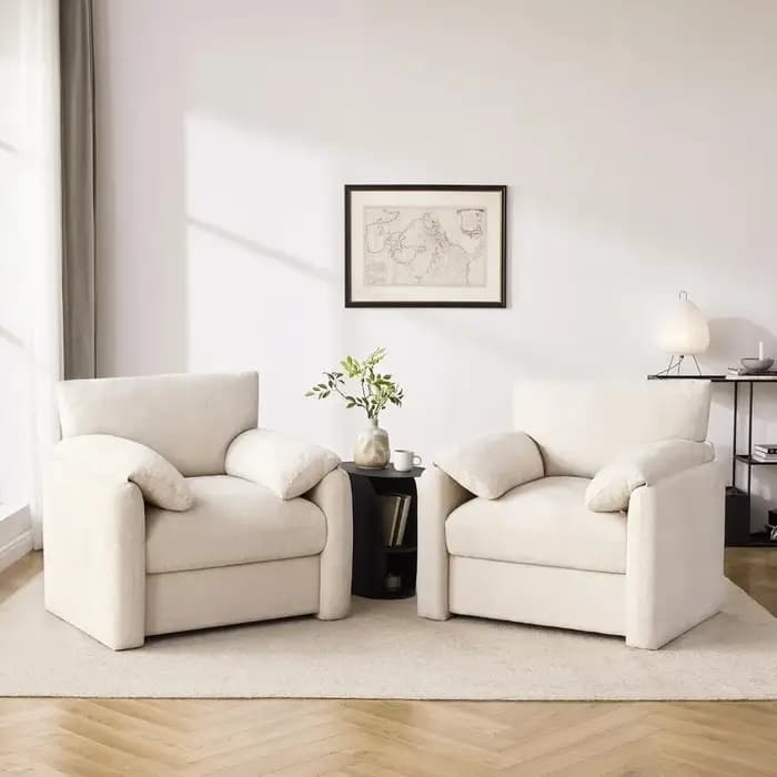 Fauteuil en chenille surdimensionné moderne du milieu du siècle, 38,6 de large, chaise longue élégan