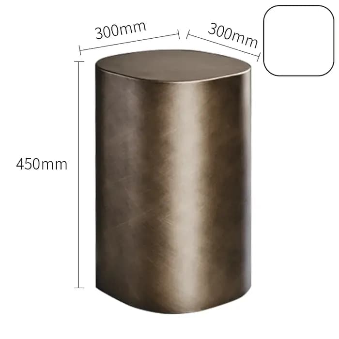 Table d'appoint élégante à cylindre ovale métallique dans une couleur bronze riche