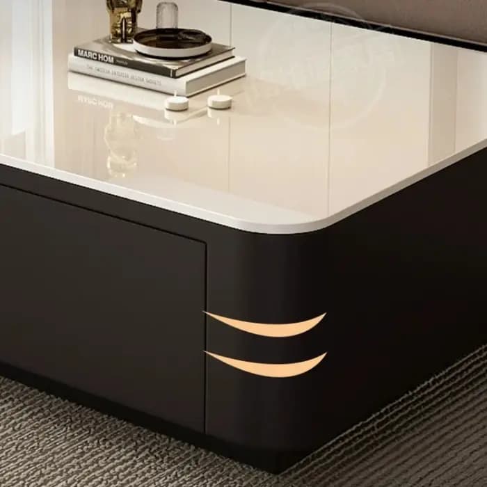 Table basse noire de luxe rectangulaire pour salon