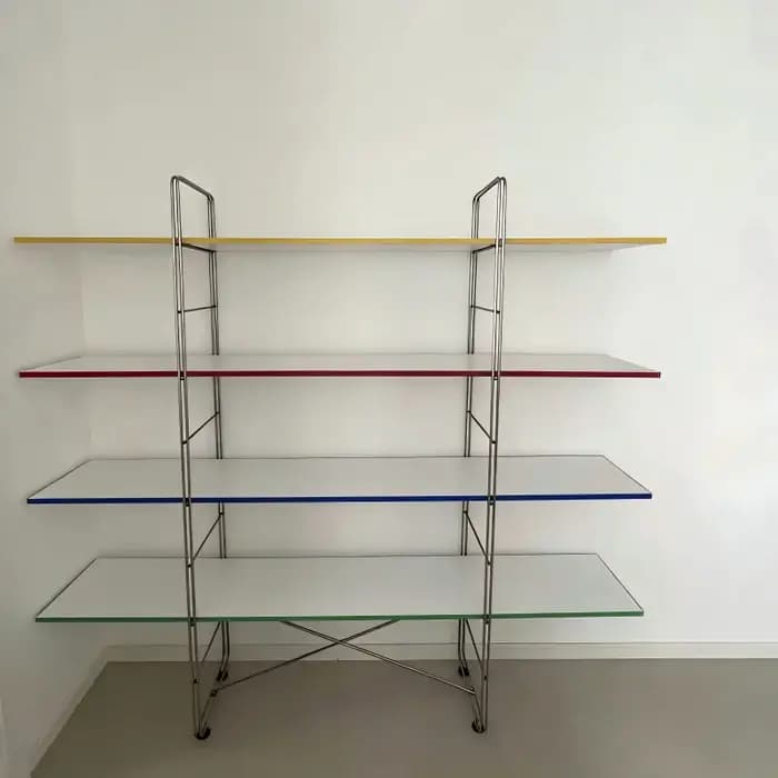 Étagère à livres en acier inoxydable massif, étagère de rangement multi-niveaux, design industriel e