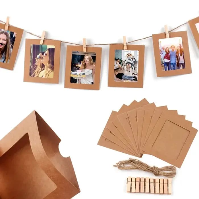 Cadre Photo créatif bricolage suspendu Album Collection mur avec corde en lin pince combinaison papier peint drapeau