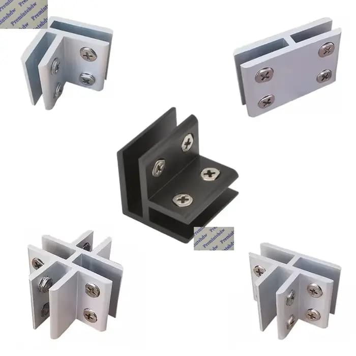 Lot de 4 supports de jonction en aluminium pour verre, en forme de L, T ou croisée, pour cloisons de