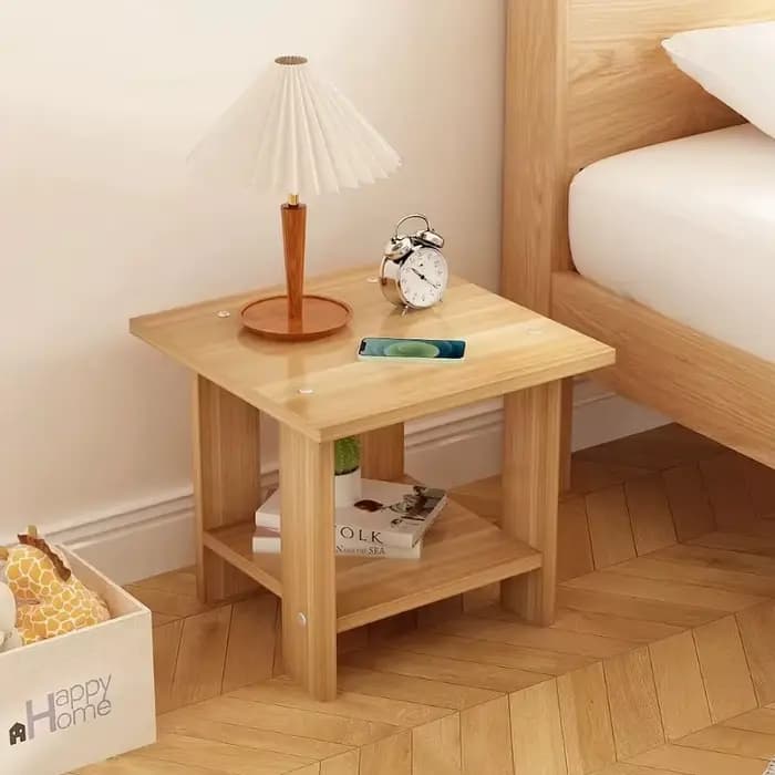 Table de chevet Simple en bois massif, table de nuit Double couche, salon, canapé, Table d'appoint,