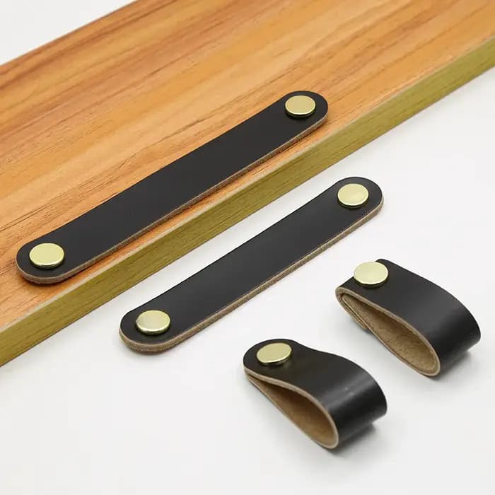 Poignées de meubles en cuir à trou unique 96mm 128mm pour armoire