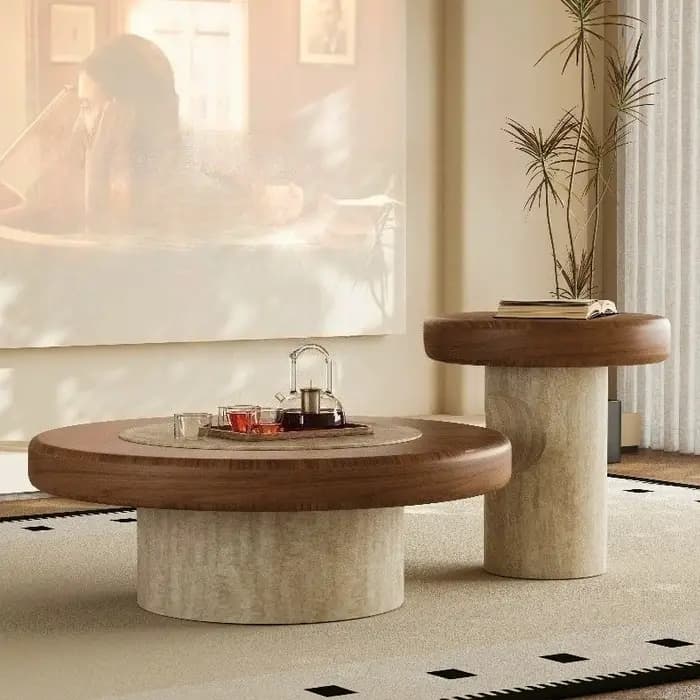 Tables basses rondes en bois