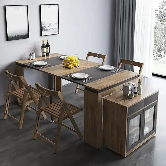 Buffet rectangulaire peu encombrant de table à manger extensible moderne avec le stockage
