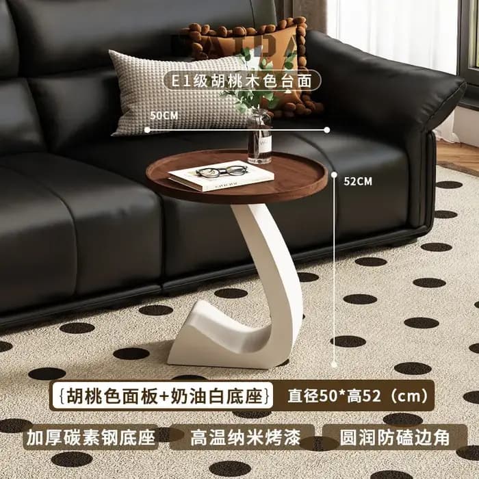 Table d'appoint basse ronde en forme de C