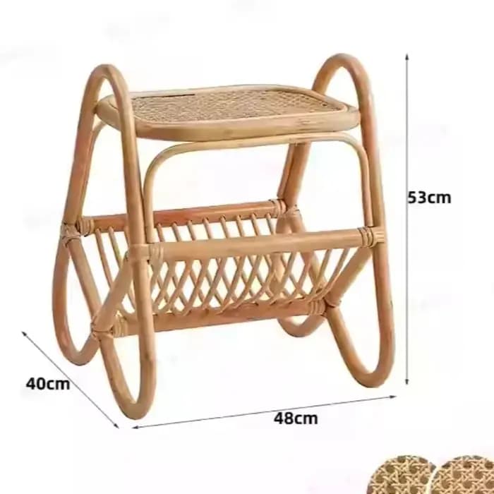 Table basse japonaise minimaliste en rotin INS