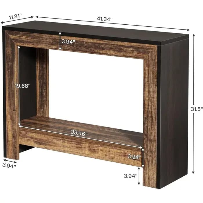Table console de style farmhouse de 41,3 pouces, table d'appoint derrière le canapé avec étagères de
