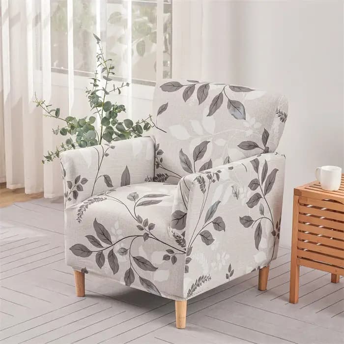 1 Housse de fauteuil florale extensible en Spandex