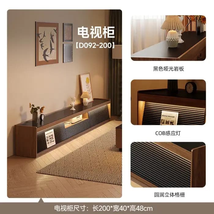 Meuble TV bas en bois brillant de luxe pour chambre et salon, avec tiroirs, style moderne, accessoir