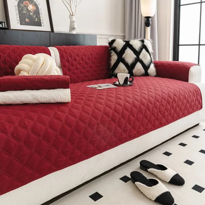 Housse de canapé en tissu brossé rouge pour le Nouvel An chinois