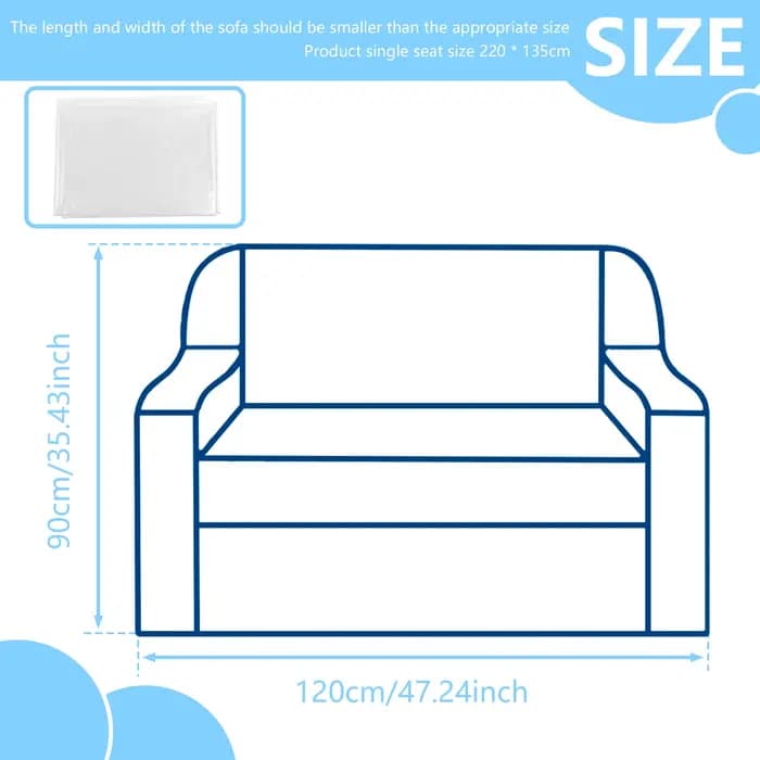 Housse de canapé PE transparente pour meubles, imperméable, protection contre les rayures pour chat,