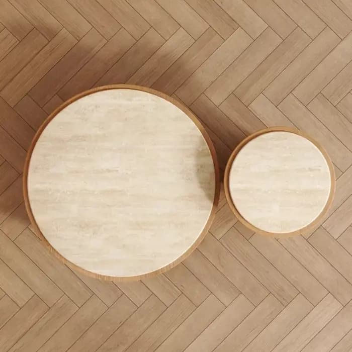 Table basse ronde japonaise en bois pour salon
