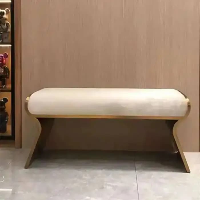 Repose-pieds de luxe nordique en métal, tabourets en cuir souple pour Van légère, chaise de maison d