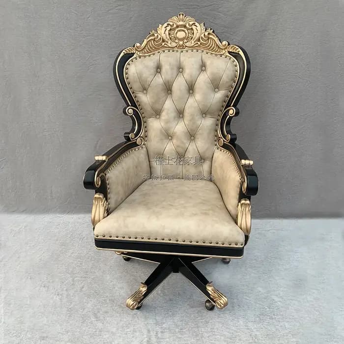Chaise De bureau en bois massif Vintage luxe Mobile en cuir salle à manger