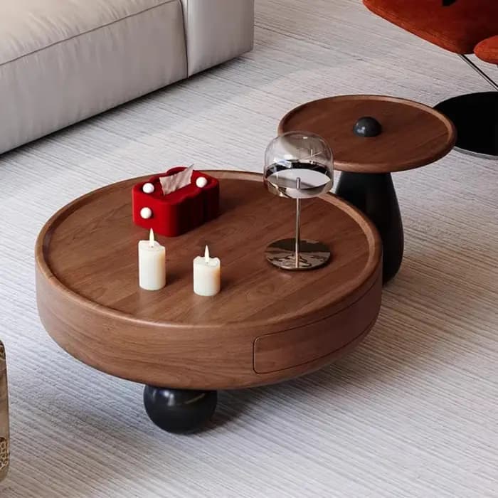 Tables basses rondes design avec tiroir