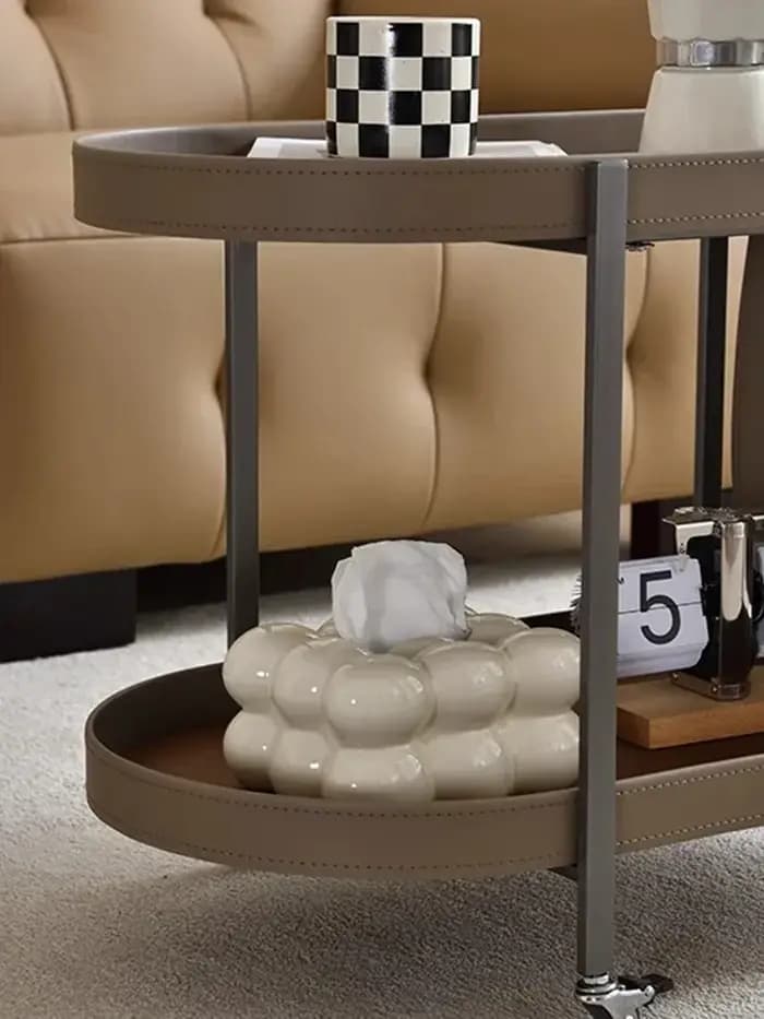 Table basse mobile en cuir de dégager en acier inoxydable