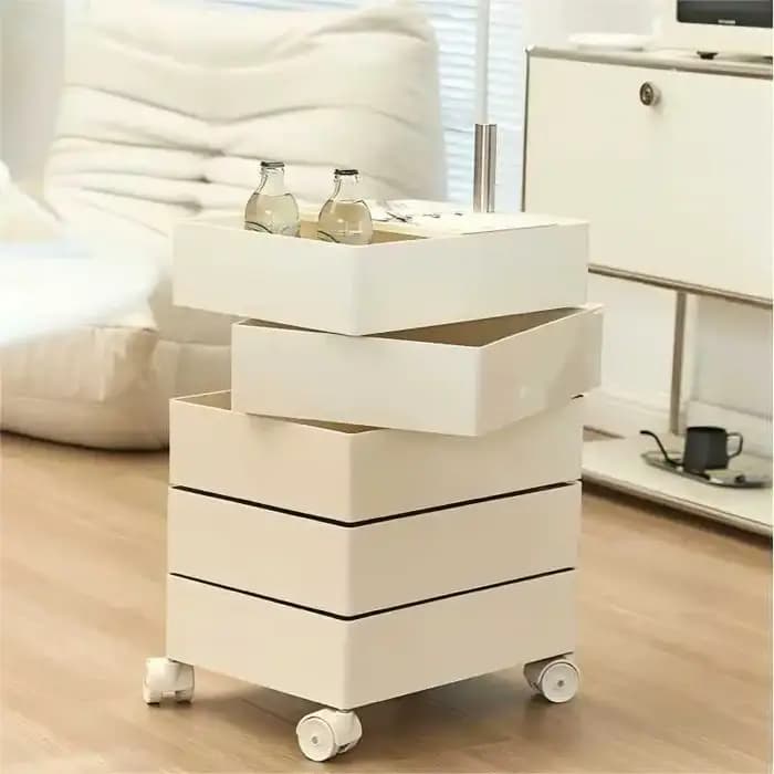 Armoire de rangement rotative, Table de chevet mobile, armoire d'appoint, armoire de rangement de co