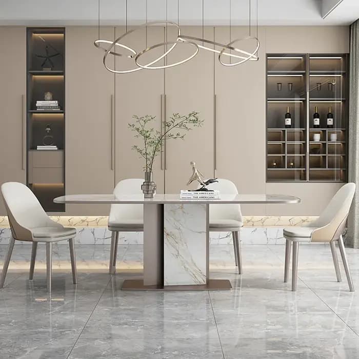 Sièges de table à manger rectangulaires modernes en pierre frittée série Luxotic pour 6 à 8 personnes