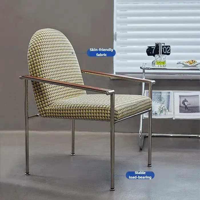 Chaises de Luxe en Métal avec Dossier Ergonomique pour Salon, Fauteuils Confortables et Modernes, Me