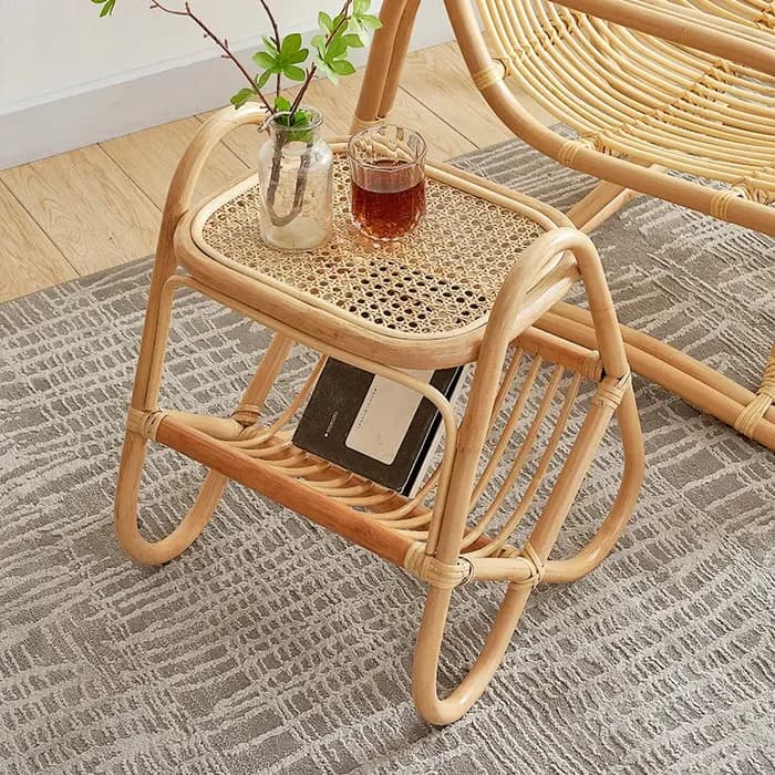 Table basse japonaise minimaliste en rotin INS