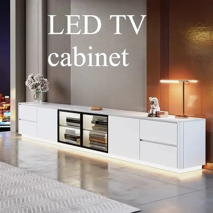 Meuble TV de Luxe Vertical Simple avec Tiroirs de Rangement pour Salon et Maison