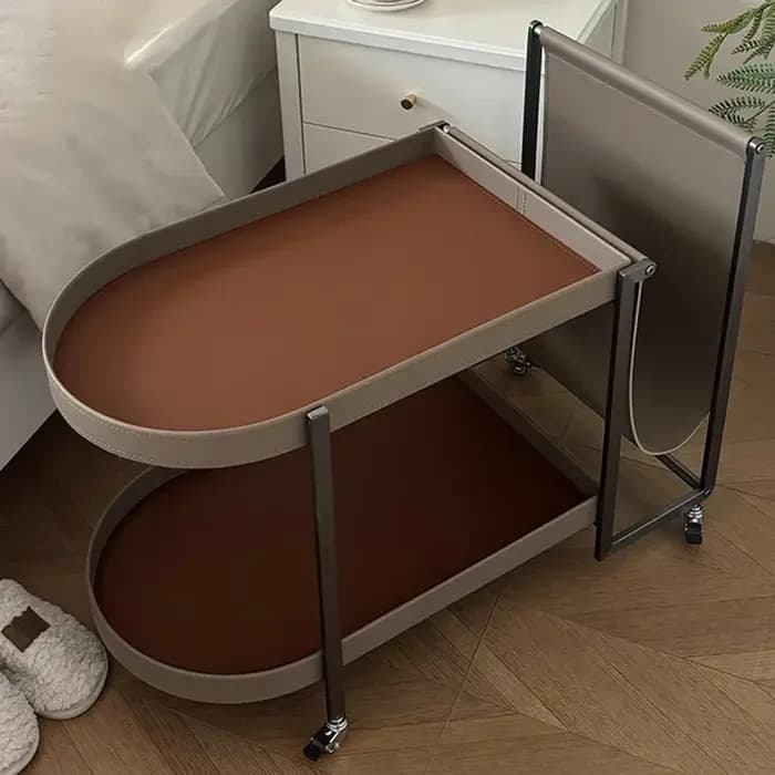 Table basse mobile en cuir de dégager en acier inoxydable, salon de luxe, table à thé, tables d'extr