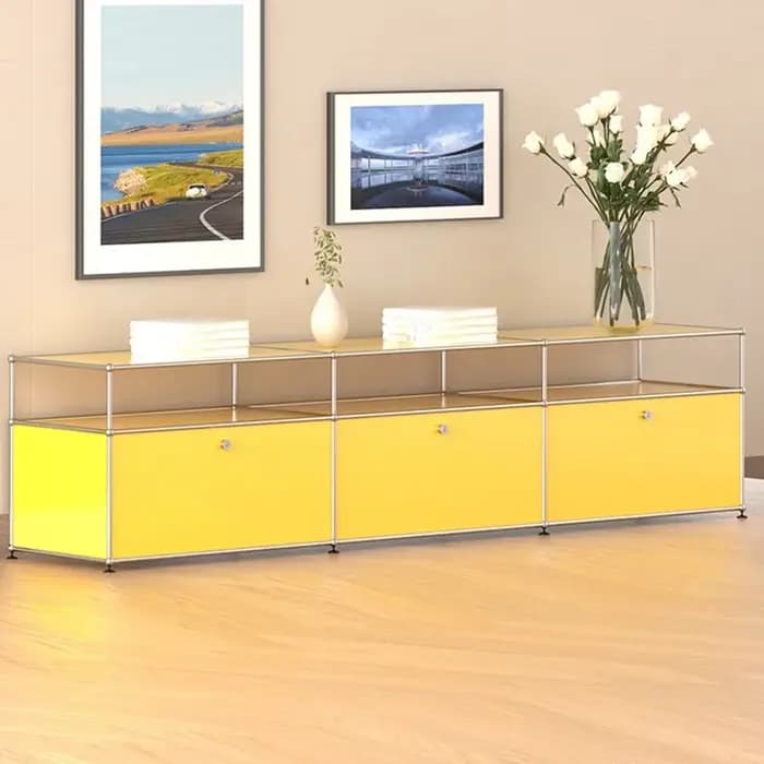 Meuble TV d'angle design avec rangement et présentoir pour accessoires de maison