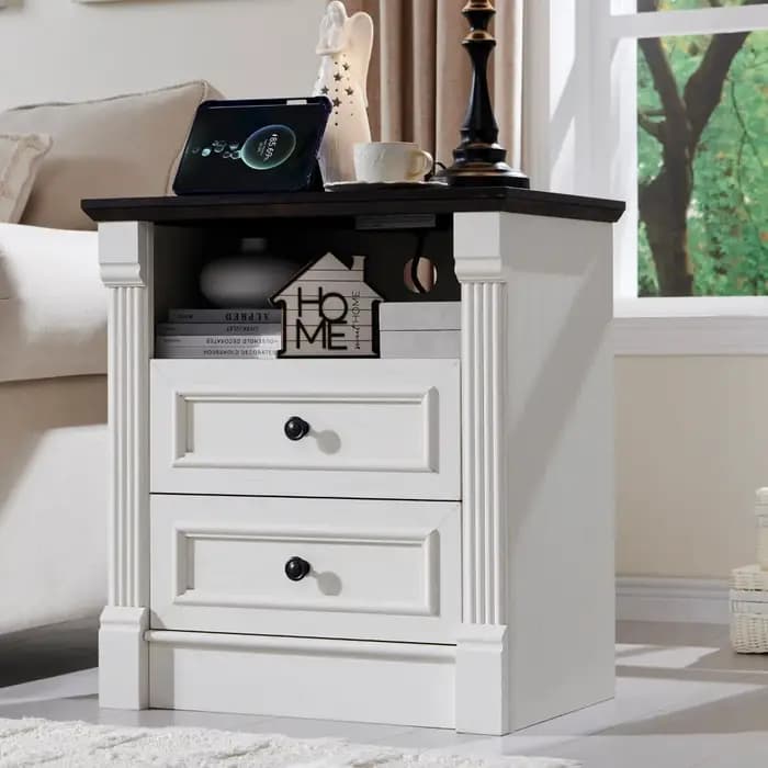 Commode à tiroirs pour chambre à coucher, grande table de chevet de style farmhouse de 23,6 po de la