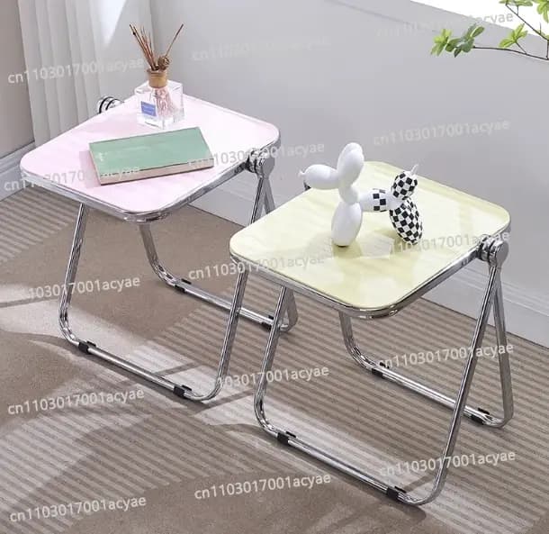 Table d'appoint pliante en acrylique - Table basse transparente pour salon, coin canapé et balcon