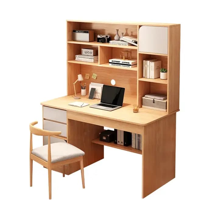 Bureau d'ordinateur, bibliothèque de bureau, Table intégrée, bureau d'écriture pour chambre à couche