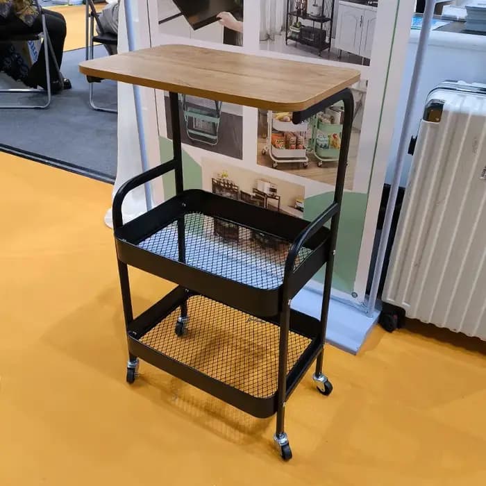 Chariot en bois table basse mobile salon canapé rangement